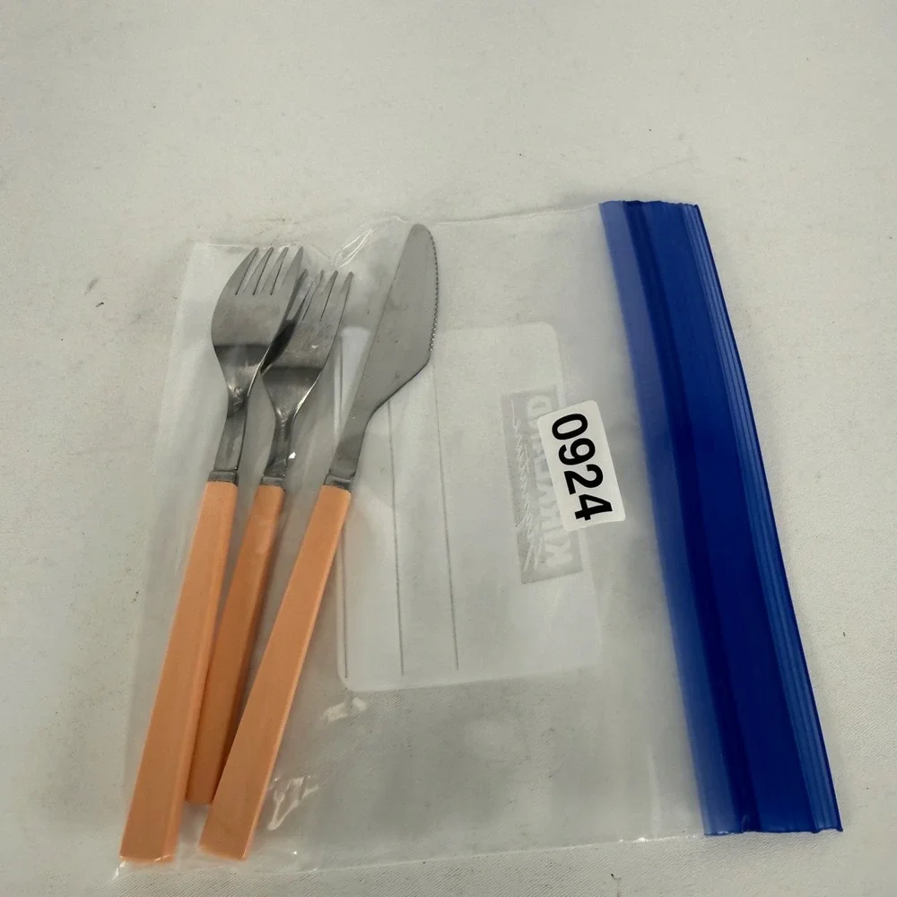 Vintage Anacapa Pink Melamine Stainless Silverware MIX Set of 3 FORK BUTTERKNIFE